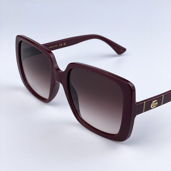 NEW GUCCI GG0632S 003 Burgundy Red Gradient Square Oversized Women Sunglasses - Picture 5 of 12